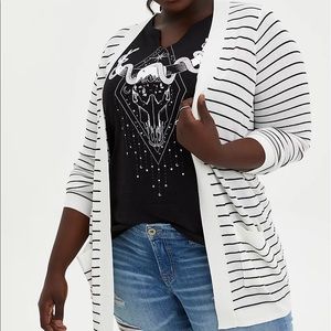 Torrid white and black stripe cardigan